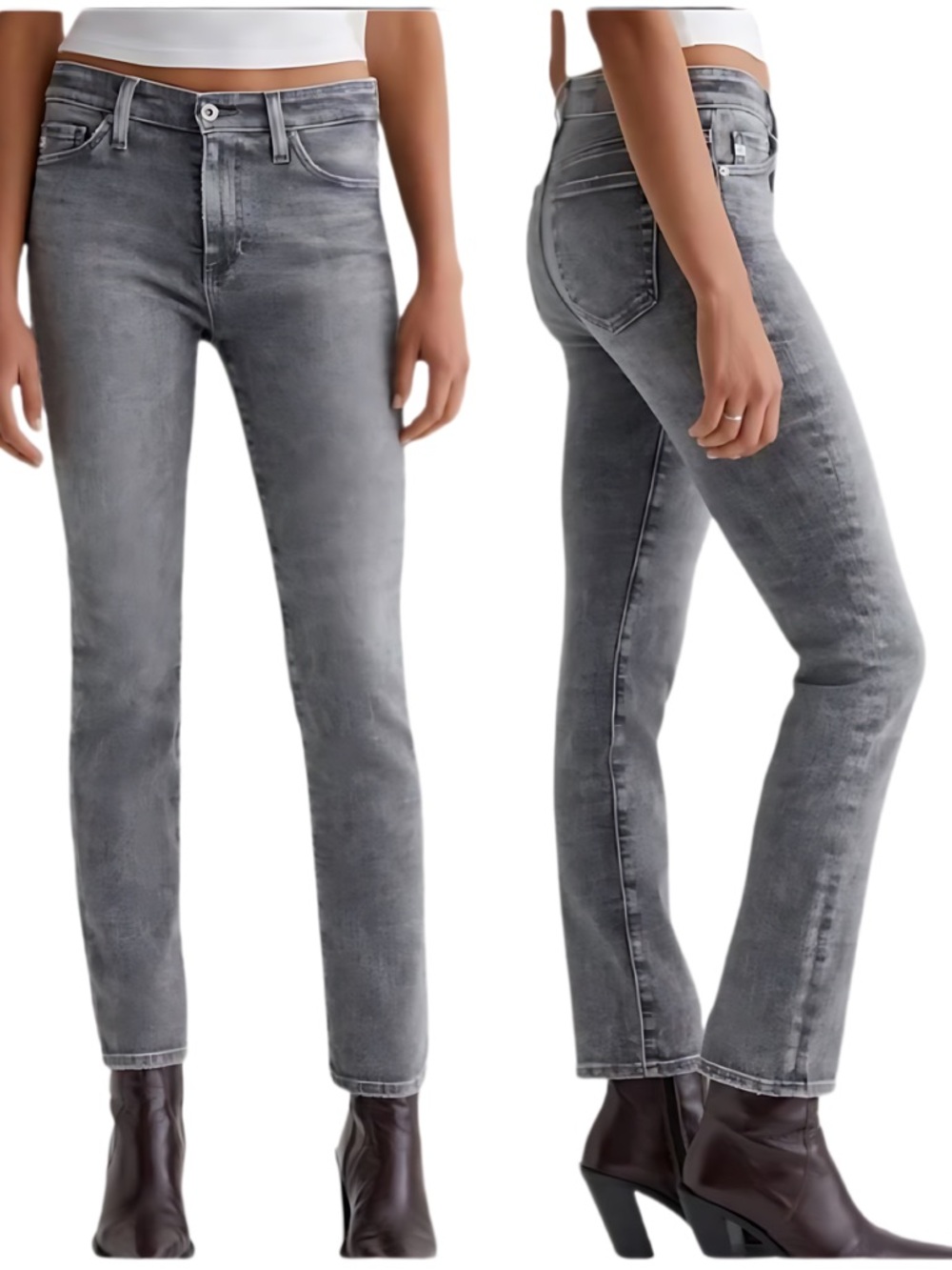 AG Adriano Goldschmied Gray Denim Jeans NWT Women’s 26R High Rise Slim Straight